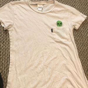 RipnDip white shirt with alien in pocket